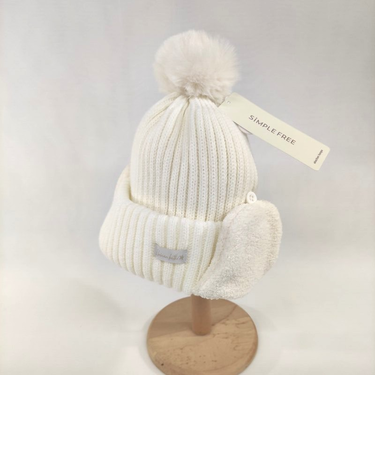 ニット帽　耳当て付き　裏ボア