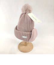 ニット帽　耳当て付き　裏ボア