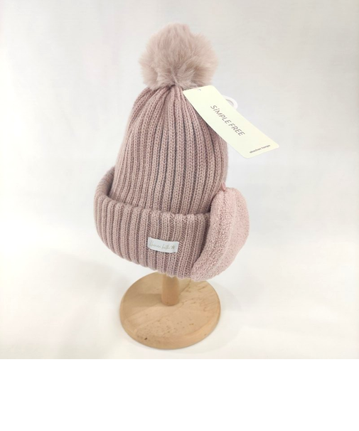 ニット帽　耳当て付き　裏ボア