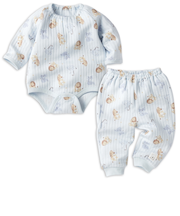 [ベビー]はじめての　長袖パジャマ　ロンパース　ぞう サックス