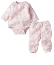 [ベビー]はじめての　長袖パジャマ　ロンパース　うさぎ ピンク