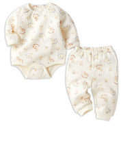 [ベビー]はじめての　長袖パジャマ　ロンパース　木馬 クリーム