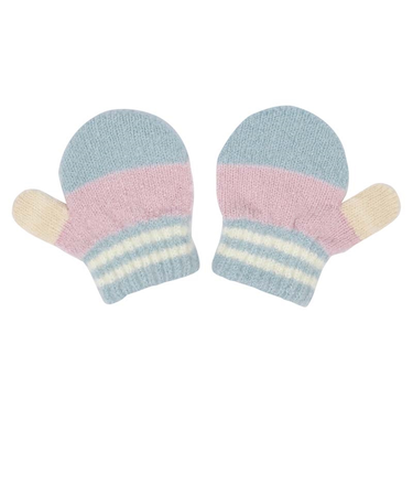 ミトン　切替柄　ピンク