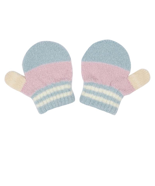 ミトン　切替柄　ピンク