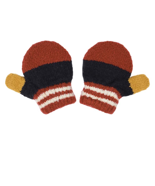 ミトン　切替柄　ネイビー