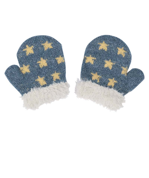 ミトン　星柄フェザー　ブルー