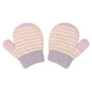 ミトン 二重手ボーダー ピンク