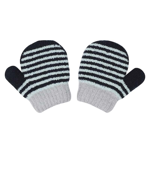 ミトン 二重手ボーダー ネイビー