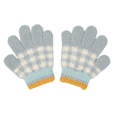 5指　チェック柄　グレー