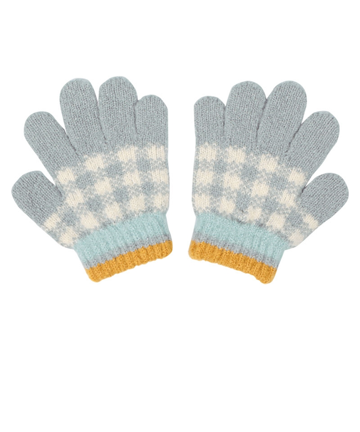 5指　チェック柄　グレー