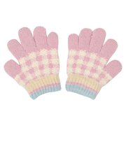 5指 チェック柄 ピンク