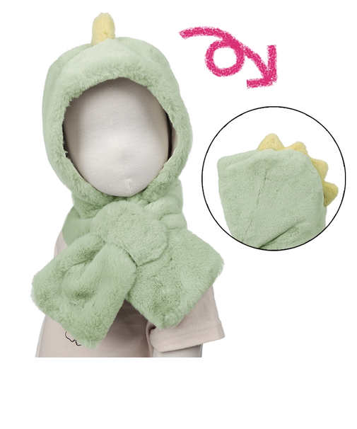 フード付きマフラー　アニマル グリーン