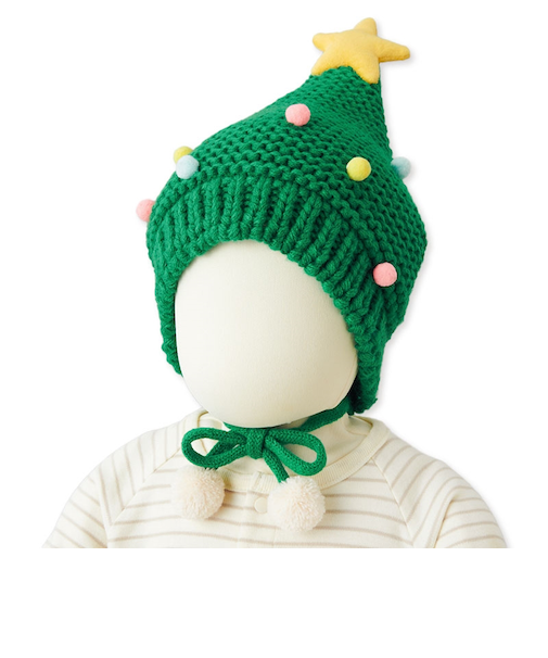 クリスマスニット帽 ツリー グリーン
