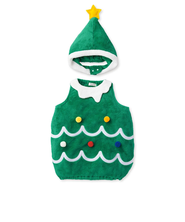 [80～90cm]ツリーベスト 帽子付き グリーン