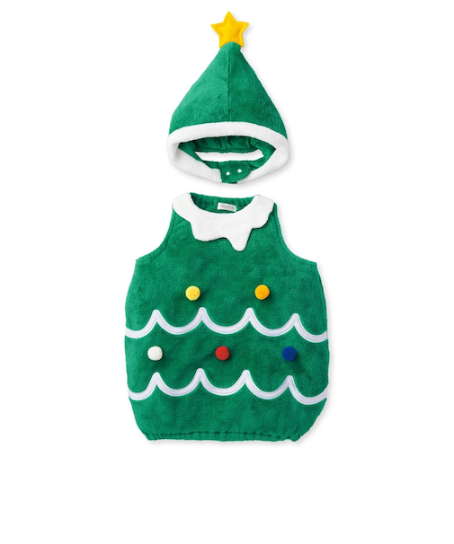 [80～90cm]ツリーベスト 帽子付き グリーン