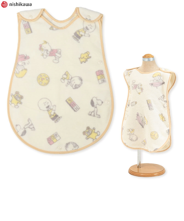 [50～80cm]新生児から使える綿マイヤースリーパー スヌーピー アイボリー