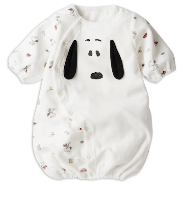 長袖　ドレスオール　スヌーピー　フェイスモチーフ