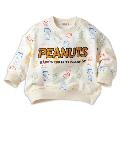 [ベビー]トレーナー　総柄　SNOOPY75 オフホワイト
