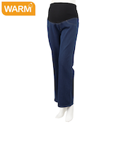 ニットデニムパンツフレア　ネイビー