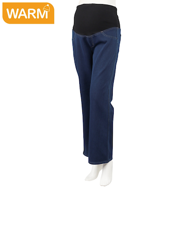 ニットデニムパンツフレア　ネイビー