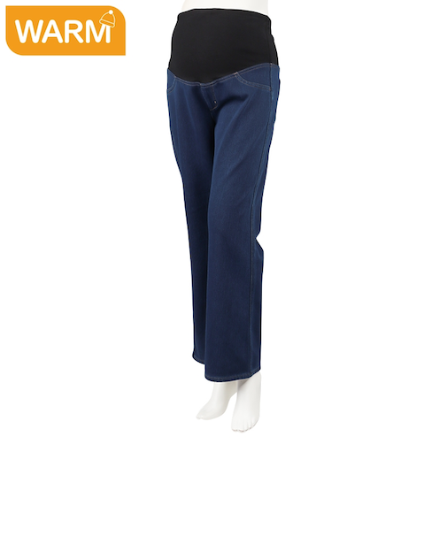 ニットデニムパンツフレア　ネイビー
