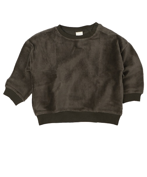 [ベビー]長袖　トレーナー　ニットコール　チャコールグレー