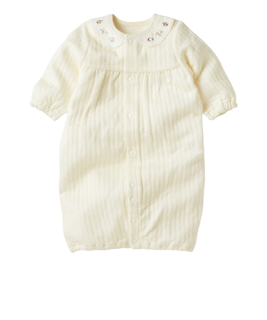 長袖ドレスオール　ふんわり　あったか　アイボリー