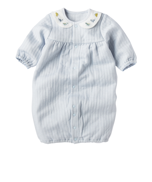 長袖ドレスオール　ふんわり　あったか　サックス