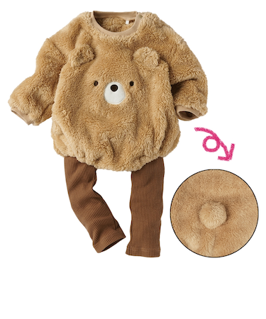 アニマルロンパース＋レギンスセット ブラウン