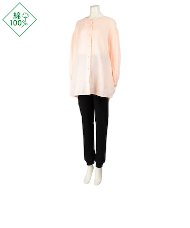 [前開き授乳機能]長袖パジャマふんわりガーゼ裏毛パンツ ピンク