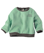 [ベビー]長袖　トレーナー　ワンポイント刺しゅう　グリーン