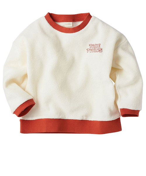 キッズ]長袖 トレーナー ワンポイント刺しゅう アイボリー