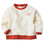 [キッズ]長袖　トレーナー　ワンポイント刺しゅう　アイボリー