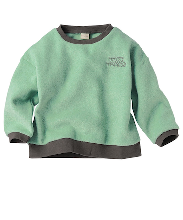 [キッズ]長袖　トレーナー　ワンポイント刺しゅう　グリーン