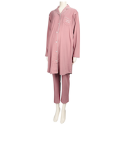 [両脇授乳口付]ママとお腹の赤ちゃんにやさしい長袖パジャマ　無地　ピンク