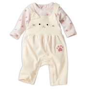 オーバーオール＋Tシャツセット　アニマル　アイボリー