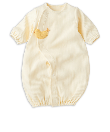 お着替え応援　長袖ドレスオール　簡単時短　クリーム