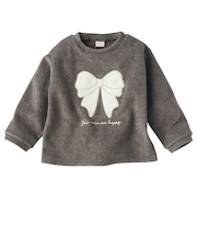 [キッズ]長袖　トレーナー　アップリケ刺しゅう　チャコールグレー