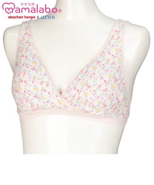 ラクラク授乳ハーフトップ花柄（ホックタイプ） ピンク