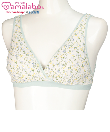 ラクラク授乳ハーフトップ花柄（ホックタイプ） グリーン