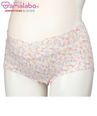 ショーツ　産後も使える仕様　ラクラク花柄 ピンク