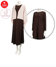 [授乳口付き]長袖カーデセットワンピース　ピンク