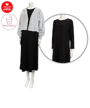 [授乳口付き]長袖カーデセットワンピース　グレー