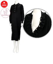 [授乳仕様]ウォッシャブルニットフリルワンピース　ブラック