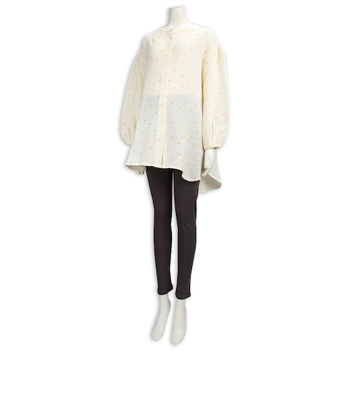 [授乳仕様]長袖パジャマ　ふんわりガーゼ　おはな イエロー