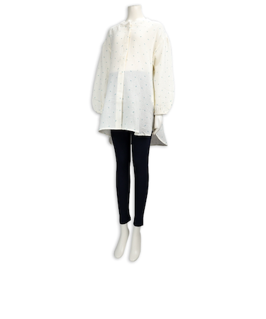 [授乳仕様]長袖パジャマ　ふんわりガーゼ　おはな サックス