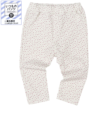 [ベビー]いつものパンツ10分丈 裏毛　レギュラー　柄 ピンク