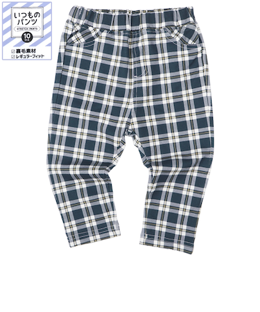 [ベビー]いつものパンツ10分丈 裏毛　レギュラー　柄 ネイビー