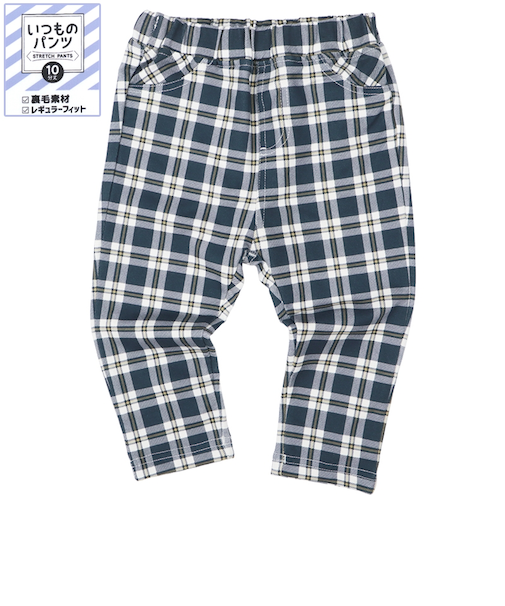 [ベビー]いつものパンツ10分丈 裏毛　レギュラー　柄 ネイビー