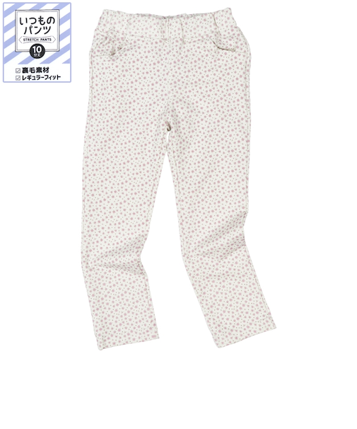 [キッズ]いつものパンツ10分丈 裏毛　レギュラー　柄 ピンク